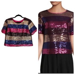 TRACEE Ellis Ross Sequin Semi Crop Short Sleeve Top